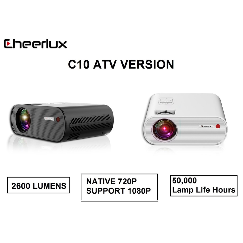 CHEERLUX C10 - Projector 720P 2600 Lumens - Support 1080P and TV Tuner - Proyektor Portabel 2600lm