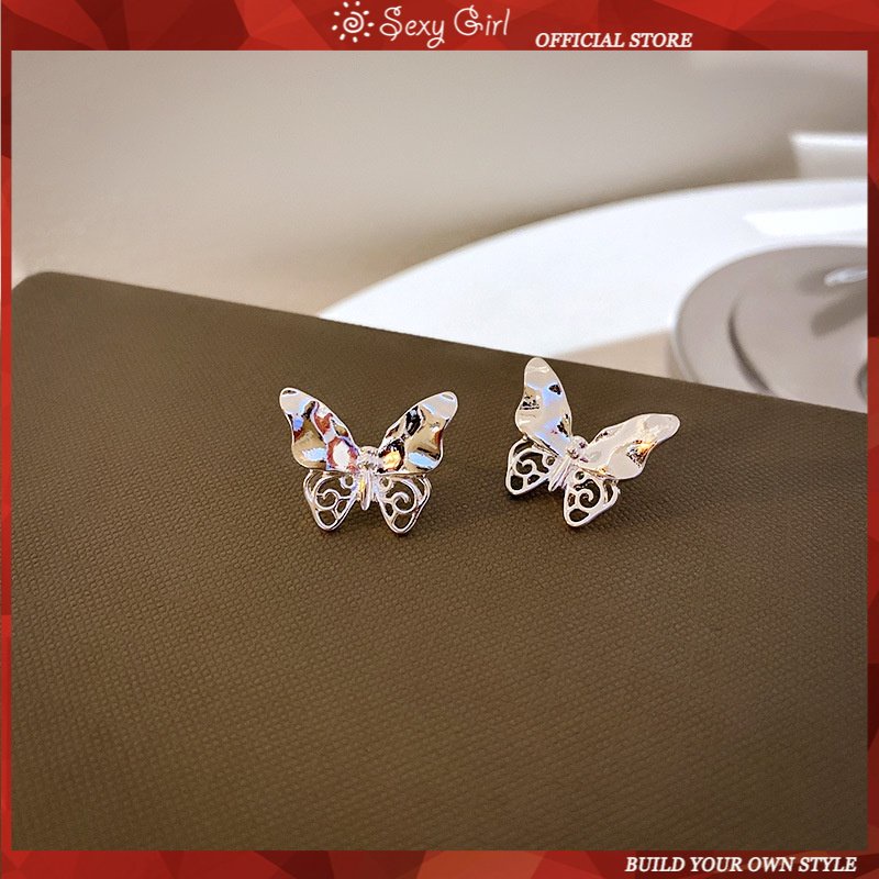 Anting Stud Desain Butterfly Bahan 925 Silver Needle