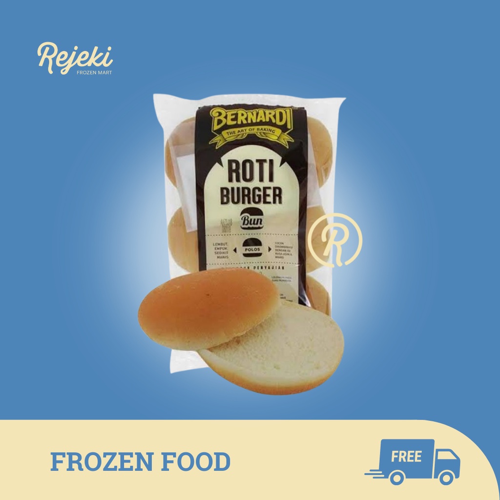 

Bernardi Roti Burger Bun, Mini Burger Bun, & Hot Dog Plain Rolls - Rejeki Frozen Mart