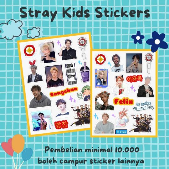 

Sticker Kpop SKZ Straykids Hyunjin Bangchan Felix / Stickerpack Stray Kidz