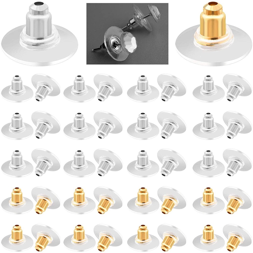 Lily 100pcs Earring Backs 100pcs Komponen Aksesoris Kerajinan Bulat Stud Back Stoppers