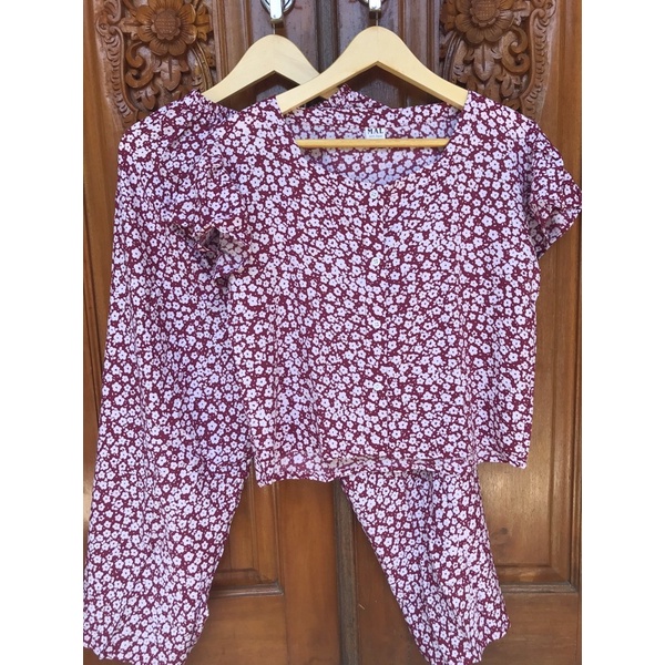 TERMURAH DI SHOPEE! SET CACA BUSUI-Maroon mini flower