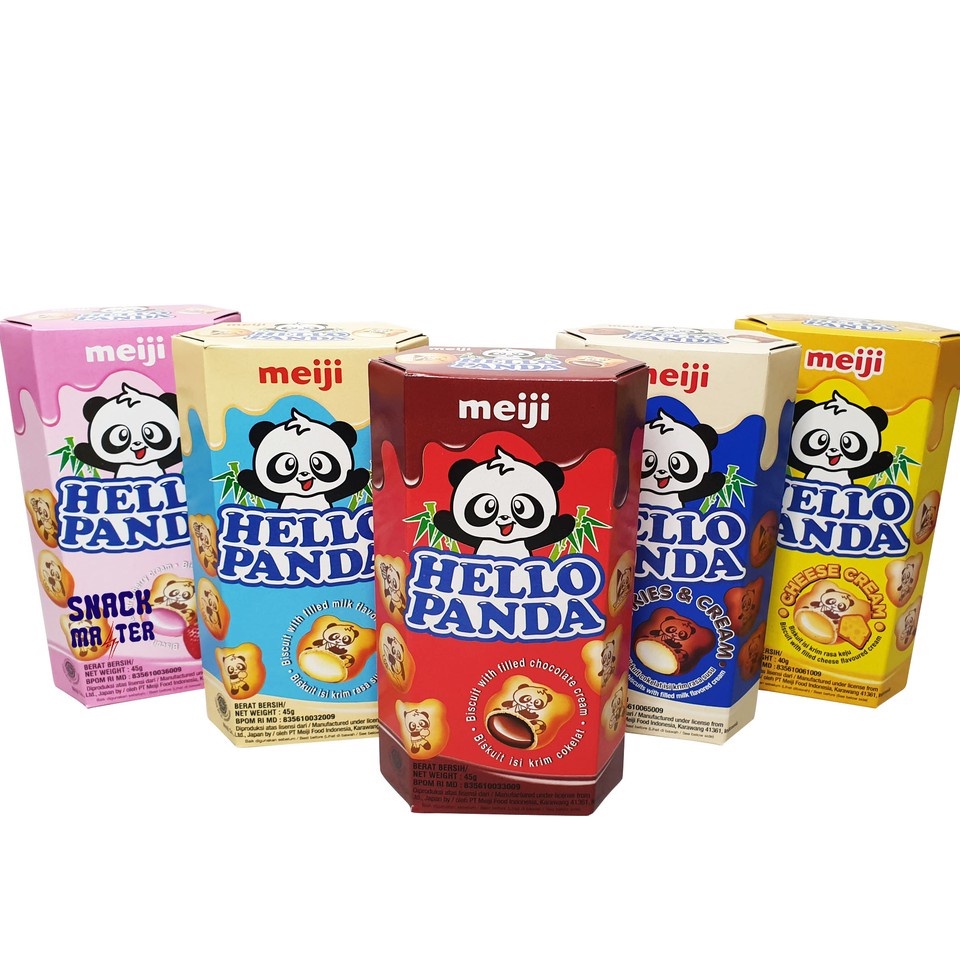 [HALAL] Hello Panda Biscuit Aneka Rasa 45gr Meiji Helo Panda Biskuit Box