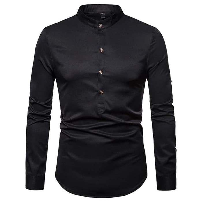 [koko amin black OT] baju koko pria katun twill hitam