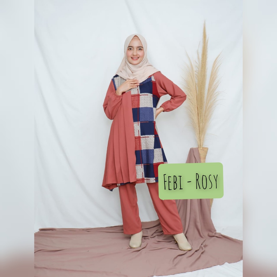 set celana rayon polos febi atasan dan bawahan kombinasi pastel shabby remaja baju pesta wanita terkini