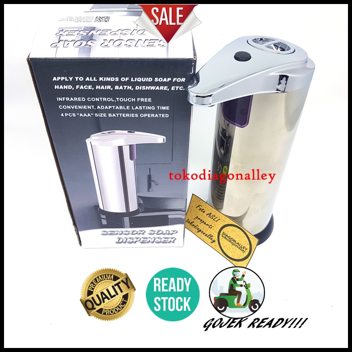 Dispenser Sabun Otomatis Gel Sanitizer Stainless Steel Automatic Sensor Soaps Baterei