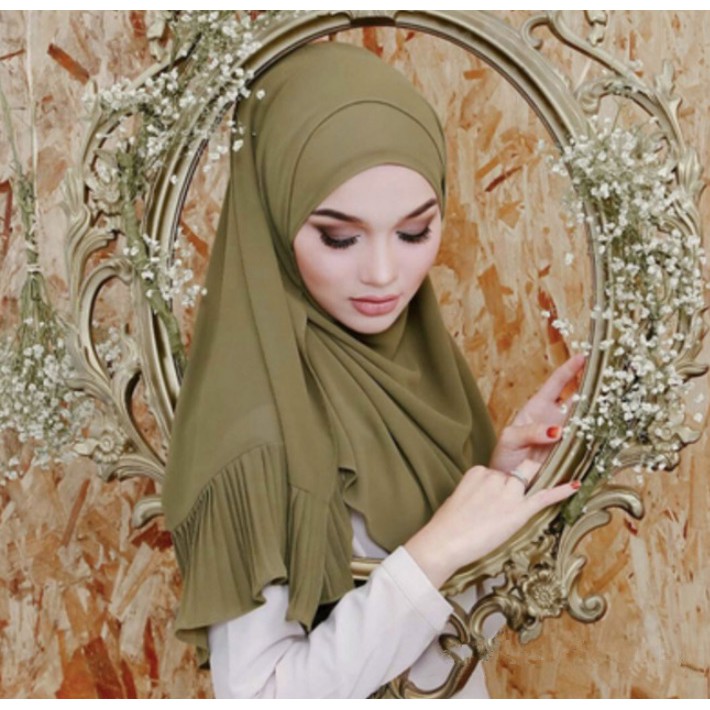 Pleated Hijab MS18 Jilbab Plisket Pashmina Katun Modis Cutton Scarf Syal