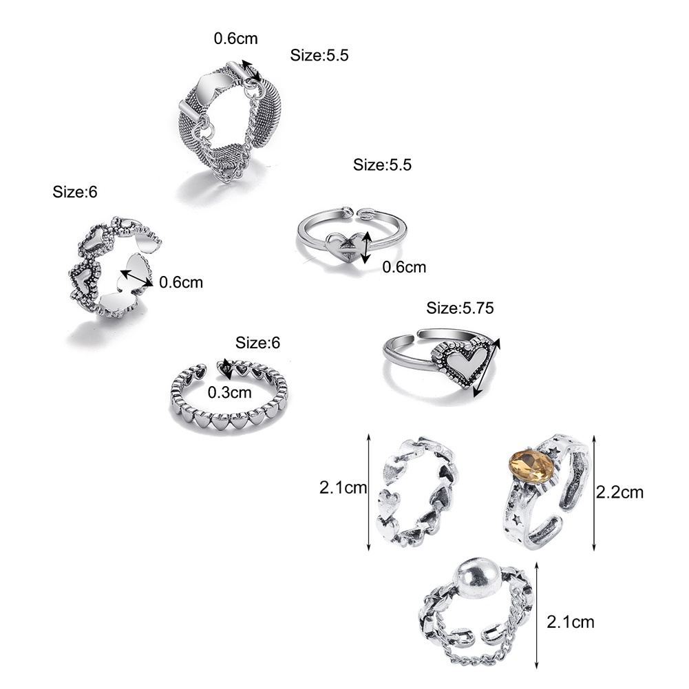 Set Perhiasan Cincin Bulat Geometris Bahan Logam Gaya Punk Untuk Hadiah Wanita