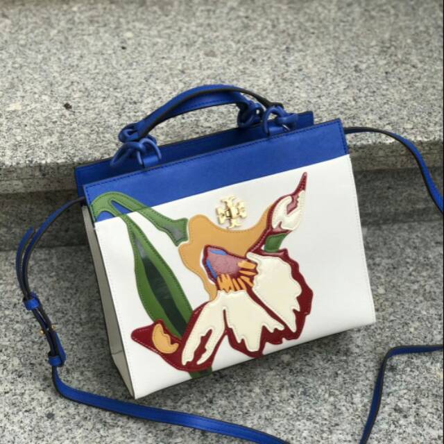 Tas totebag original authentic asli Tory Burch Kira Small Floral Appliqué bunga