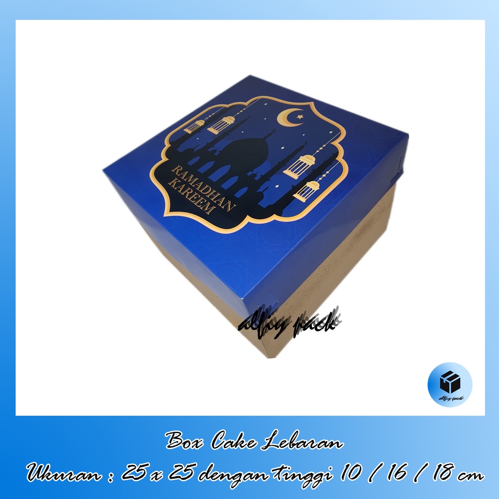 

1pack isi 5pcs BOX CAKE LAPGIT LEBARAN UKURAN 25x25 CM TINGGI 10 / 16 / 18 CM DUS PACKAGING HAMPERS / PARCEL IDUL FITRI / RAMADHAN KAREEM MOSQUE