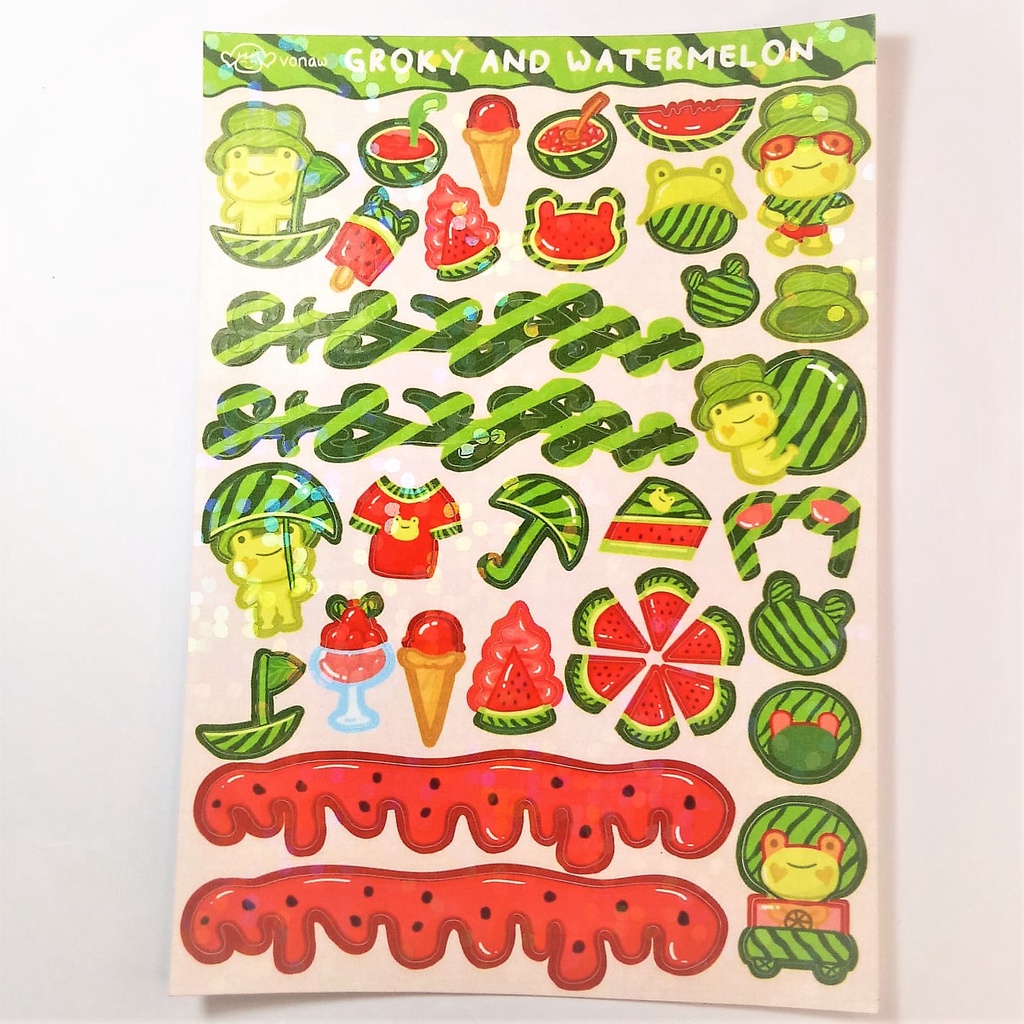 

GROKY WATERMELON DECO STICKER SHEET | frog & watermelon