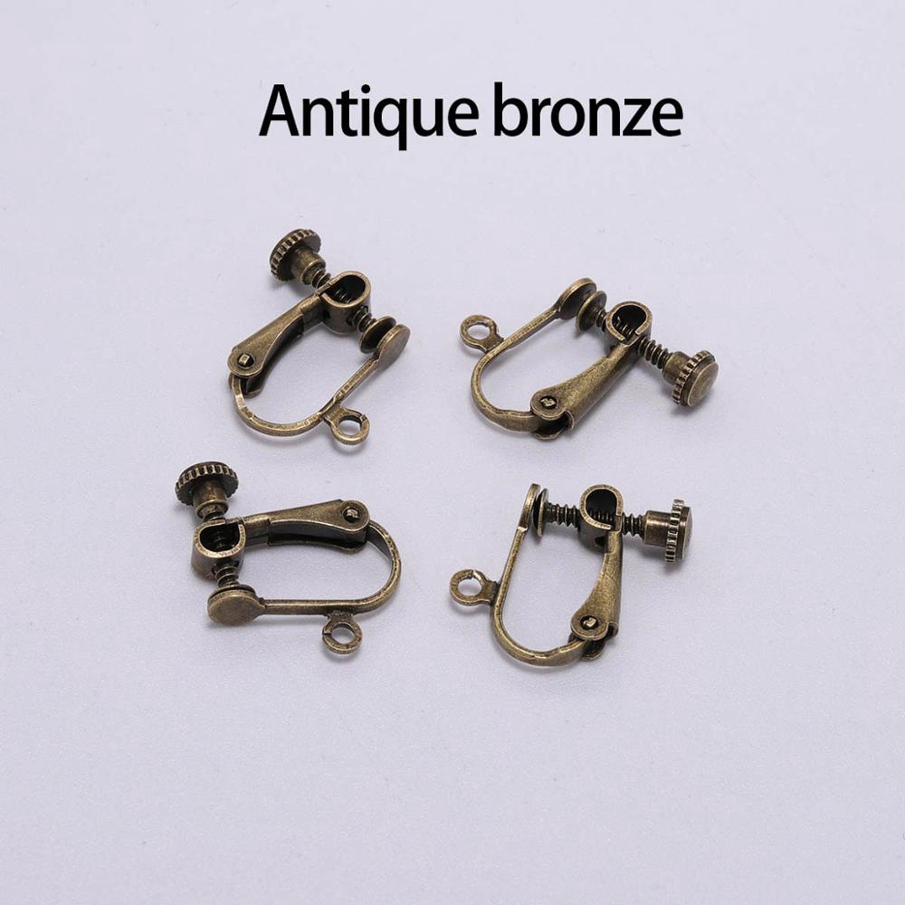 10pcs 15*13mm Brass Screw Ear Clip Earring Settings Rotate Pads Earring Findings Base Blank Bezel For Jewelry Making Supplies