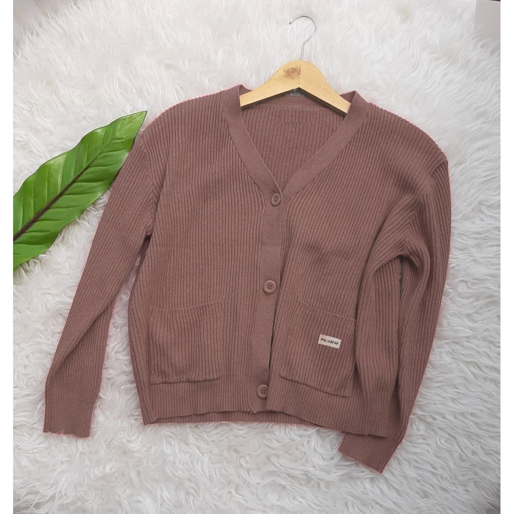 CARDY RINGGO  - CARDI PULL BEAR - LAVELLA CARDIGAN-BURGUNDY