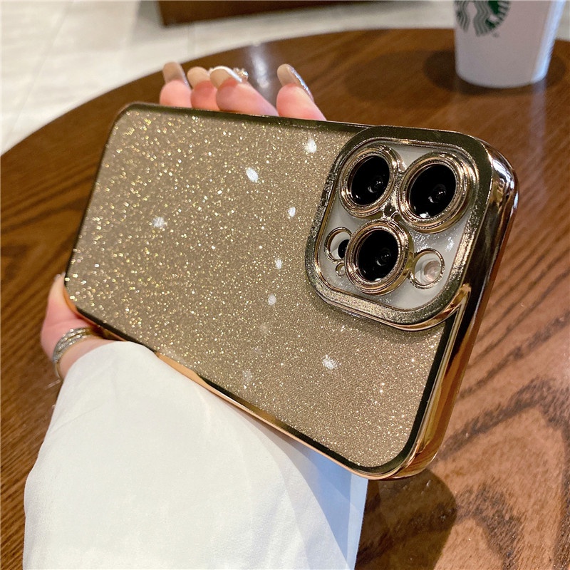 Soft Case Transparan 6D Aksen Glitter Untuk iPhone 13 Pro 12 11 Pro MAX 7 + 8Plus SE 2020 XR XS MAX