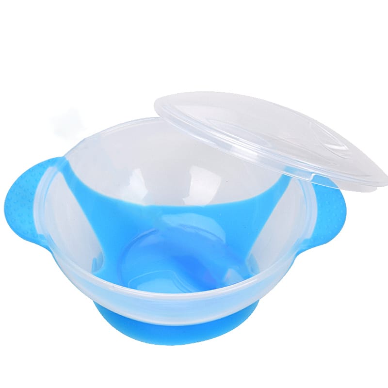 MANGKOK Set Bayi SENDOK FLEXIBLE - Silicone sendok garpu mangkuk makan bayi anti tumpah chn