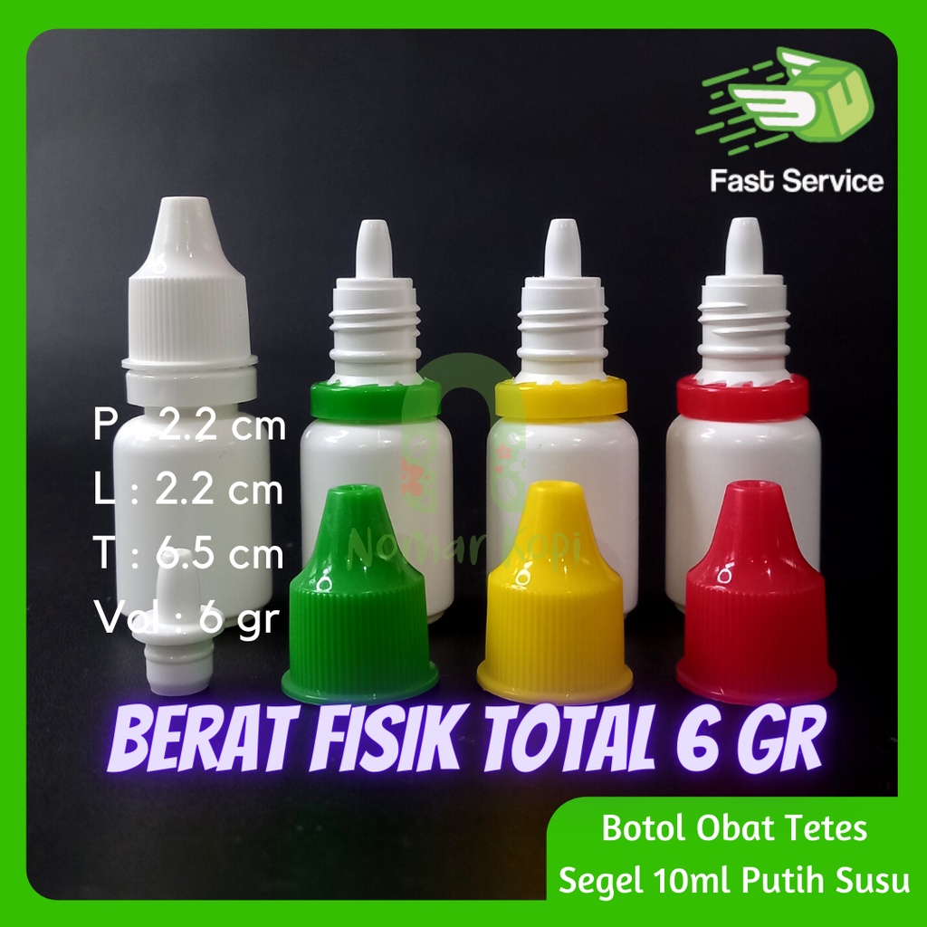 Botol Tetes 10ml Putih Tutup Segel Plug Tebal Murah