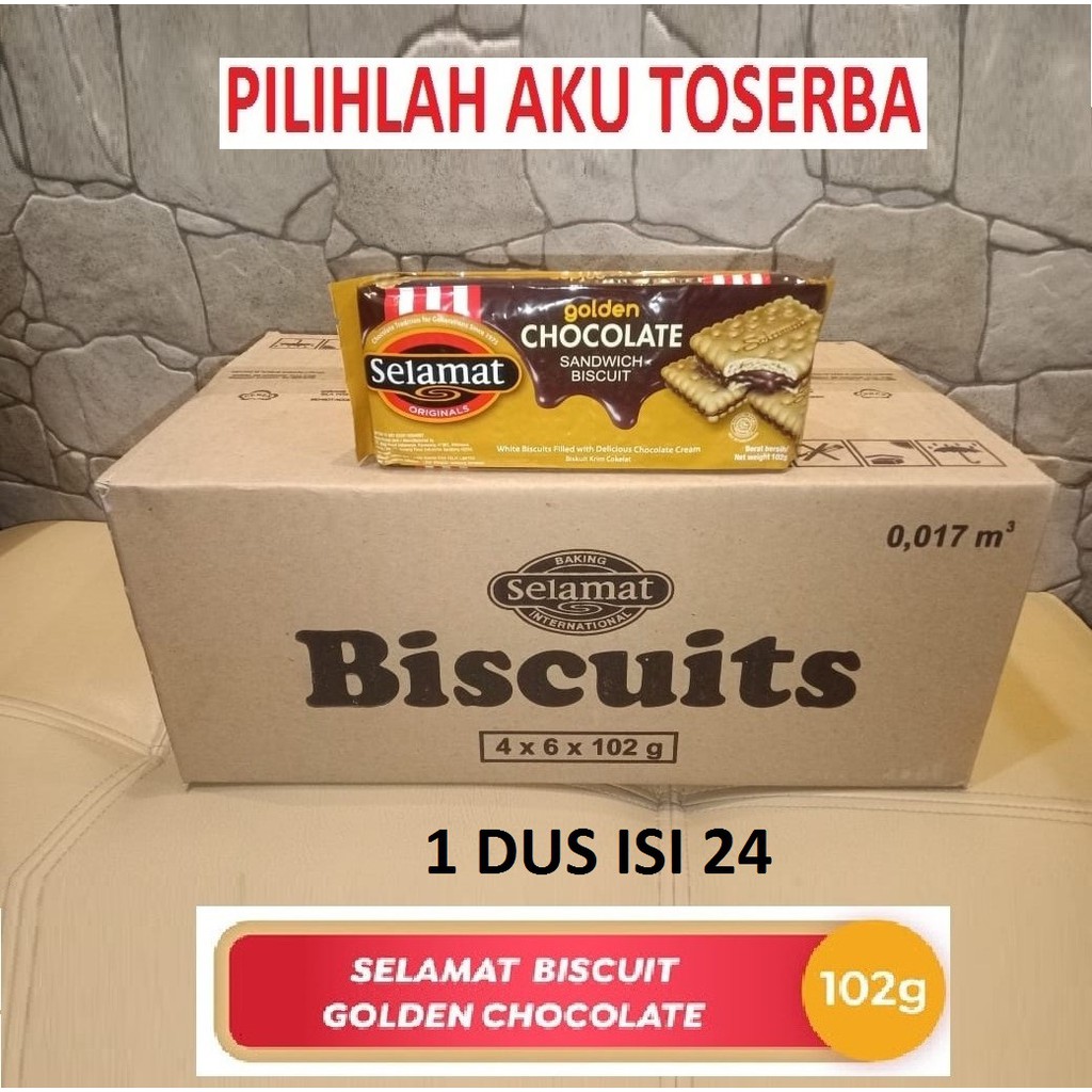 Selamat Biscuit GOLDEN CHOCOLATE 102 g - (HARGA 1 DUS ISI 24)