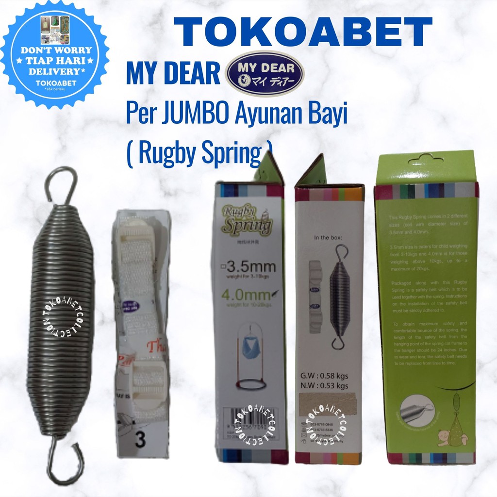 PER JUMBO 4.0MM Ayunan Bayi Rugby Spring MY DEAR kapasitas 10 s/d 20 Kg lengkap safety belt TOKOABET