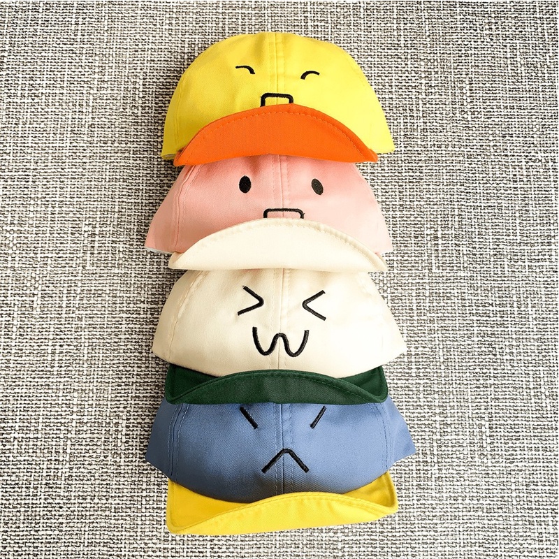 Jocoproduction - Topi Baseball Fashion Hat Anak Bayi Laki-laki & Perempuan Motif Ekspresi Lucu Bordir Emoji Unisex-2