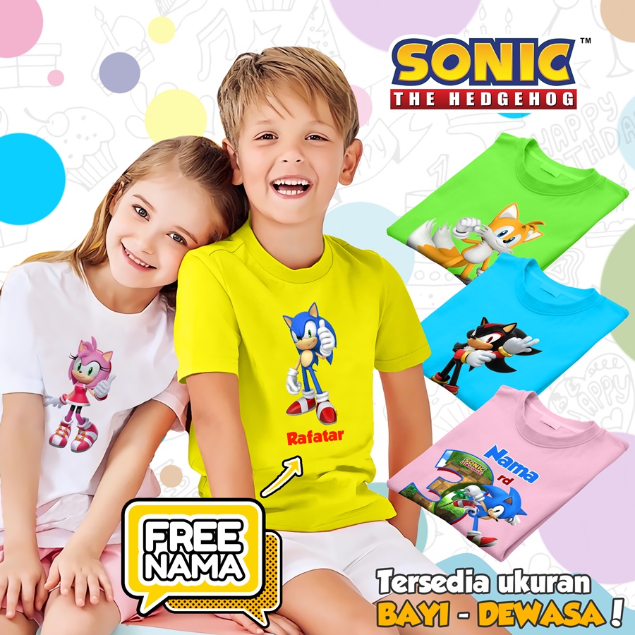 [FREE NAMA!!] Baju Kaos ANAK DAN DEWASA SONIC BANYAK MOTIF