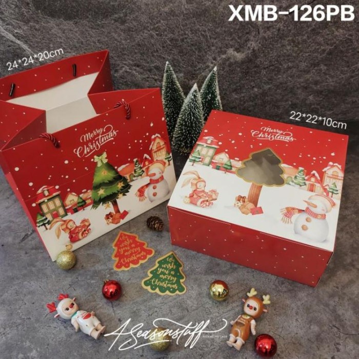 

(TERLARIS) G00D SELLER!!! XMB-126PB Christmas box paperbag set dus kue Natal