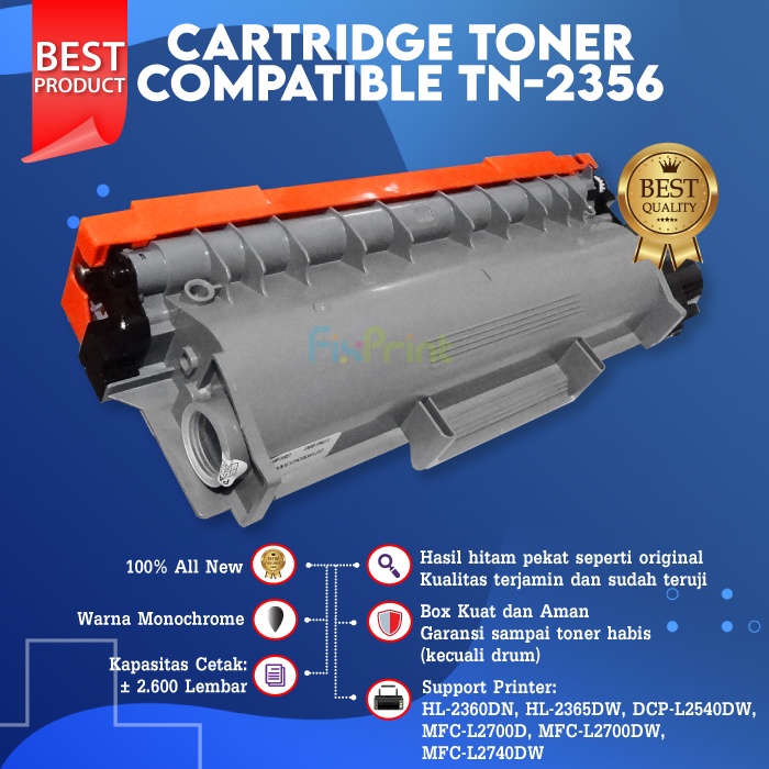 Cartridge Toner Compatible TN-2356 TN2356 Printer Brother MFC-L2740DW L2540DW L2700D L2700DW