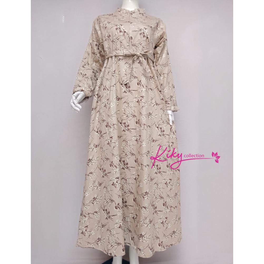 Promo Terbaru Gamis Katun Jepang Original Kekinian Cantik Wanita Dewasa Motif Bunga Ranting Size L