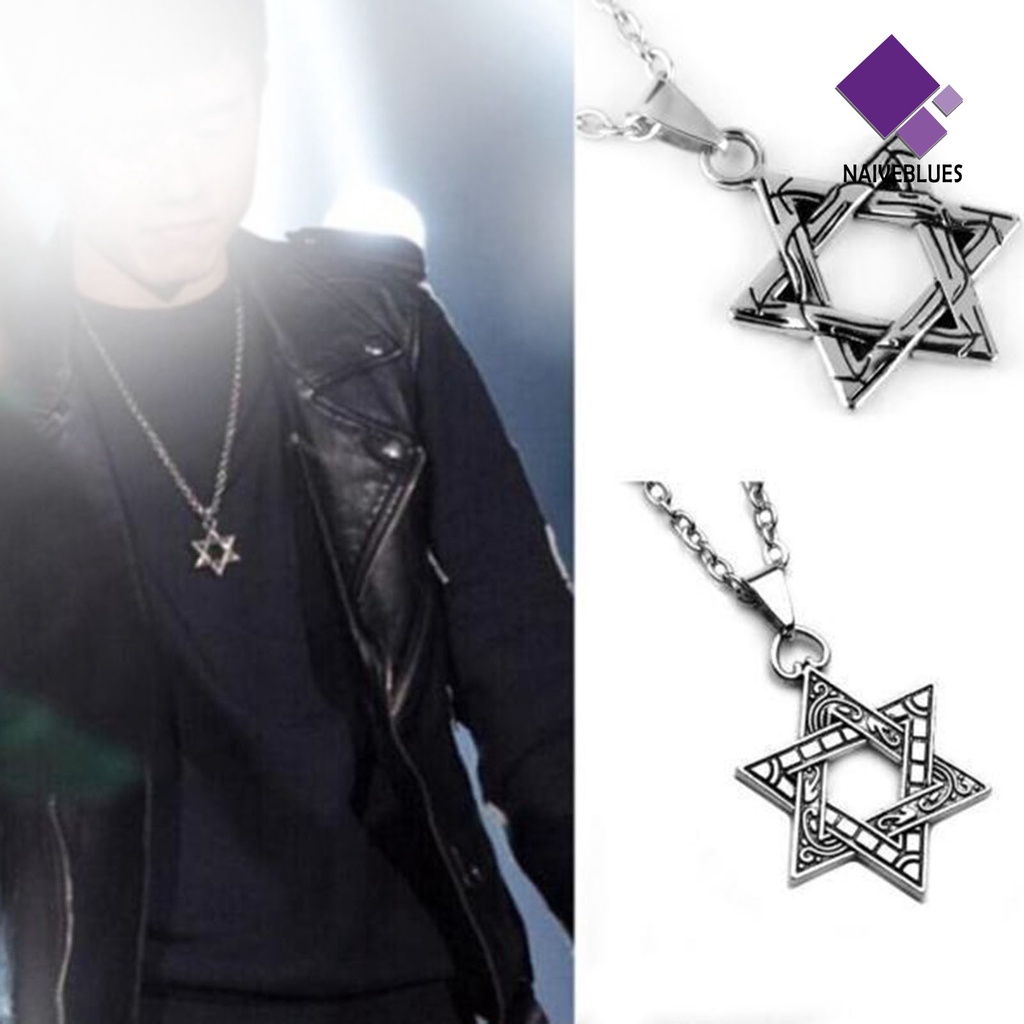 Kalung Rantai Bentuk Hexagram Gaya Hip Hop Untuk Unisex