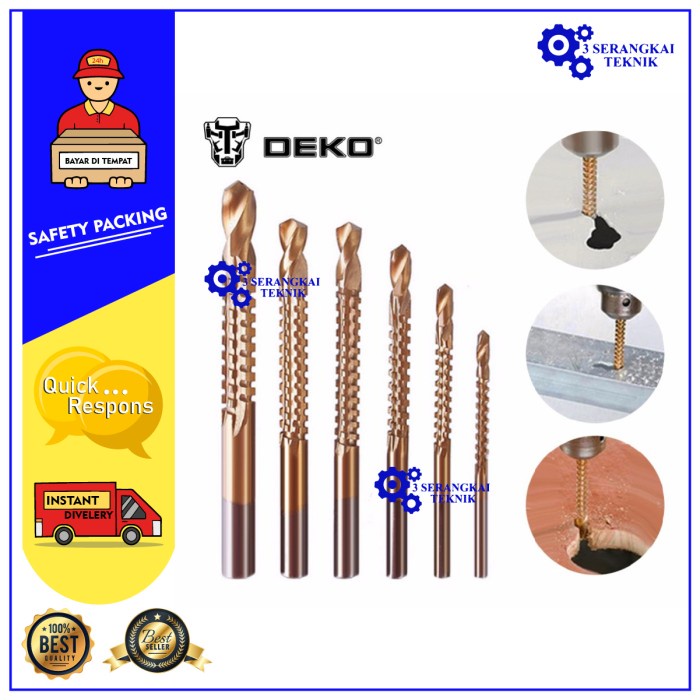 Deko Mata Bor Power Drill HSS Steel 6 PCS Golden