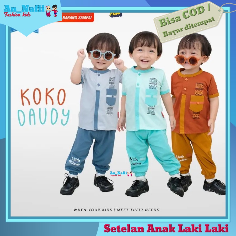 Baju Muslim Setelan Anak Bayi Laki Laki 3 Bulan - 2,5 Tahun Koko Daudy Setelan Koko Bayi 0 6 Bulan 6 12 Bulan Anak 1 2 Tahun 2 3 Tahun Motif Lucu Modern