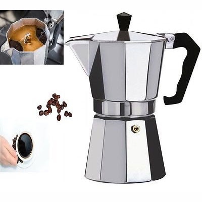 450ml &amp; 600ml Teko Pembuat Kopi One Two Cups JF112 Espresso Coffee Maker Moka Pot Teko Stovetop Filter