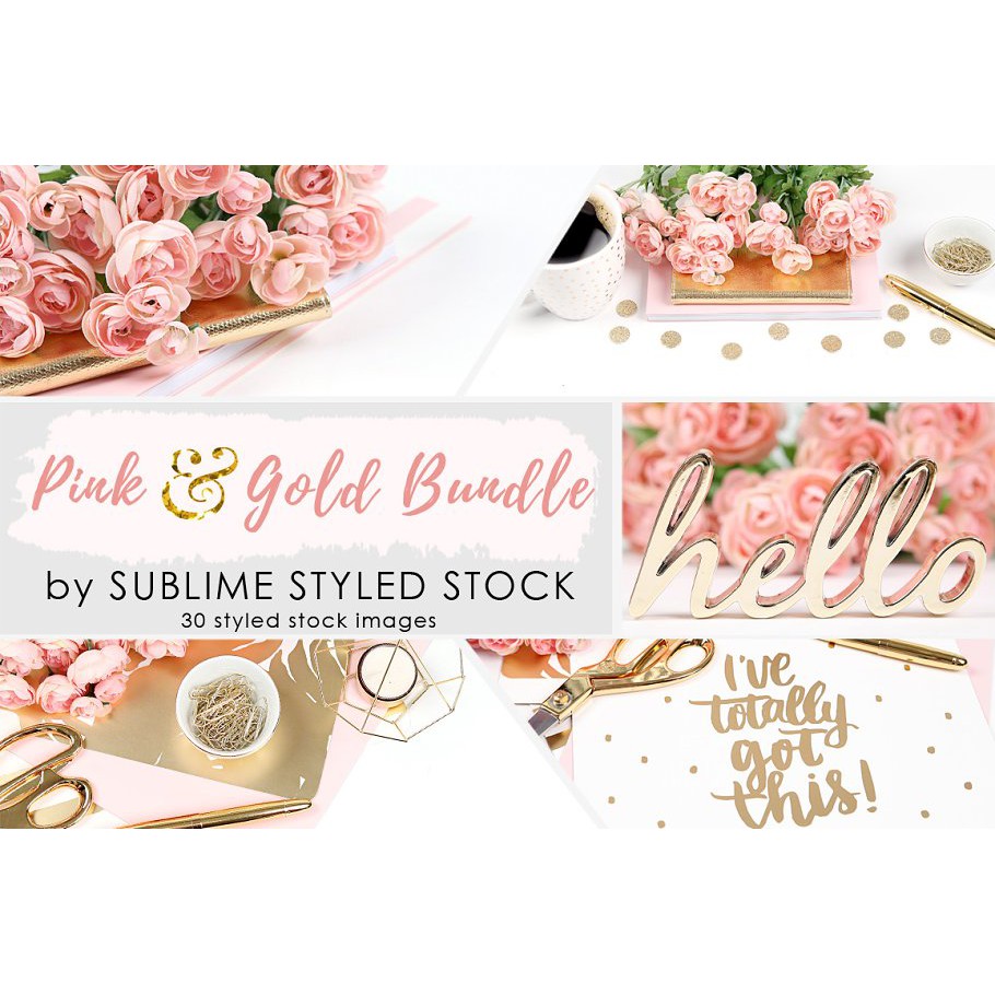 Flower Bundle Pinkand Gold Bundle - JPEG Ultra HD