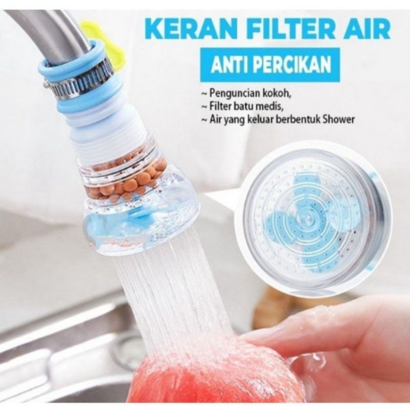 sambungan keran - kran air filter batu ion flexible - fleksibel 360⁰ dengan klem