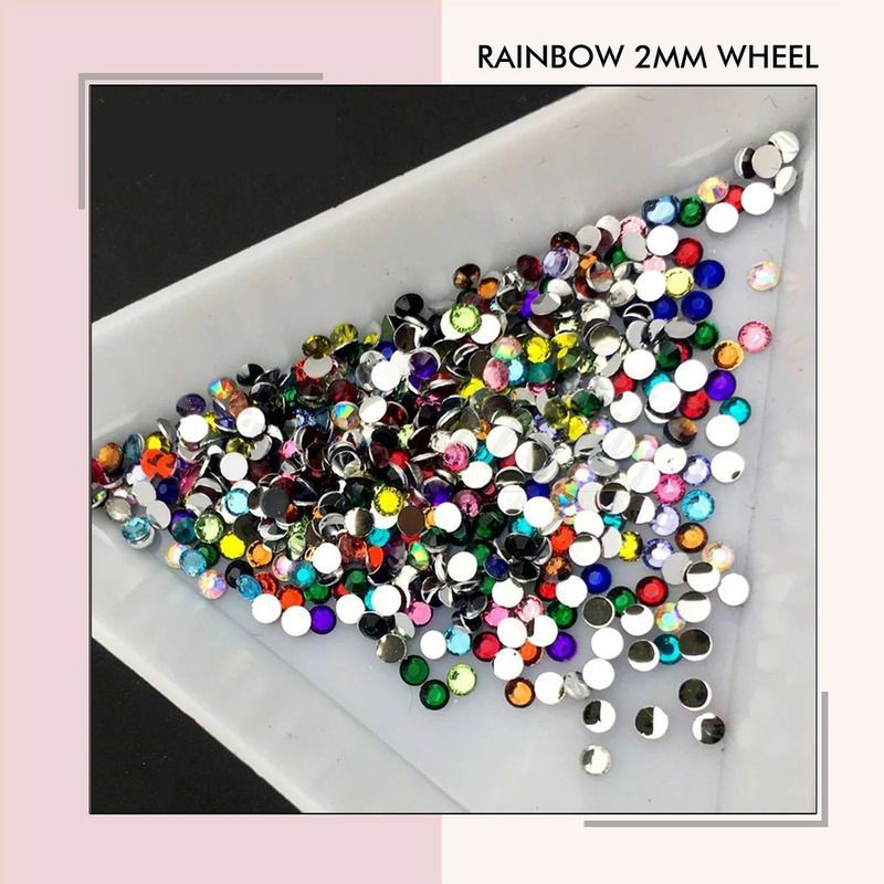 Rainbow rhinestones wheel nail art rhinestone 2mm 12 warna