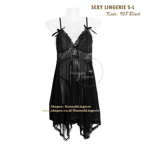 Size S M L / Sexy Lingerie Transparan Lingerie Wanita Baju Tidur Seksi Bonus Gstring Wanita 958