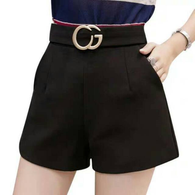 Celana pendek hot pants with belt + sabuk impor