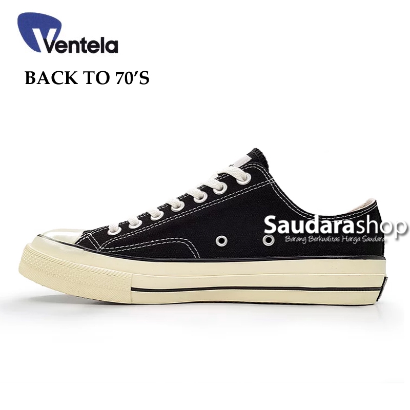 Sepatu Ventela BACK TO 70's Black Natural Low / Sepatu Ventela 70s Hitam Pendek / Ventela 70s LC