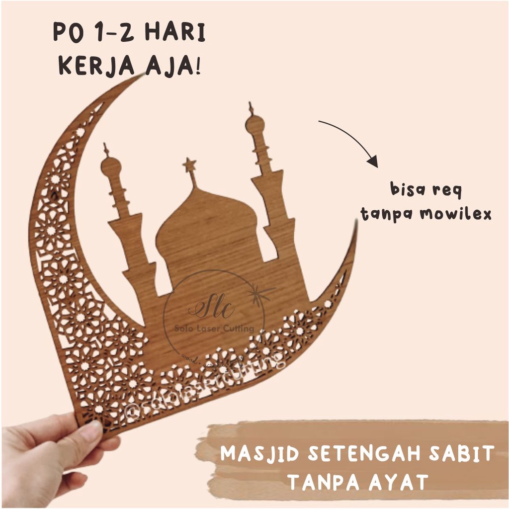 Hiasan Mahar Bentuk Masjid Setengah Lingkar Isian Mahar Scrabbook Chipboard Mahar / Seserahan / Scra