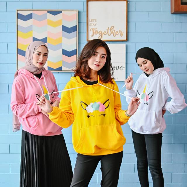 UNICORN RAINBOW HOODIE WANITA LITTLE PONY - JUMPER LUCU TERLARIS