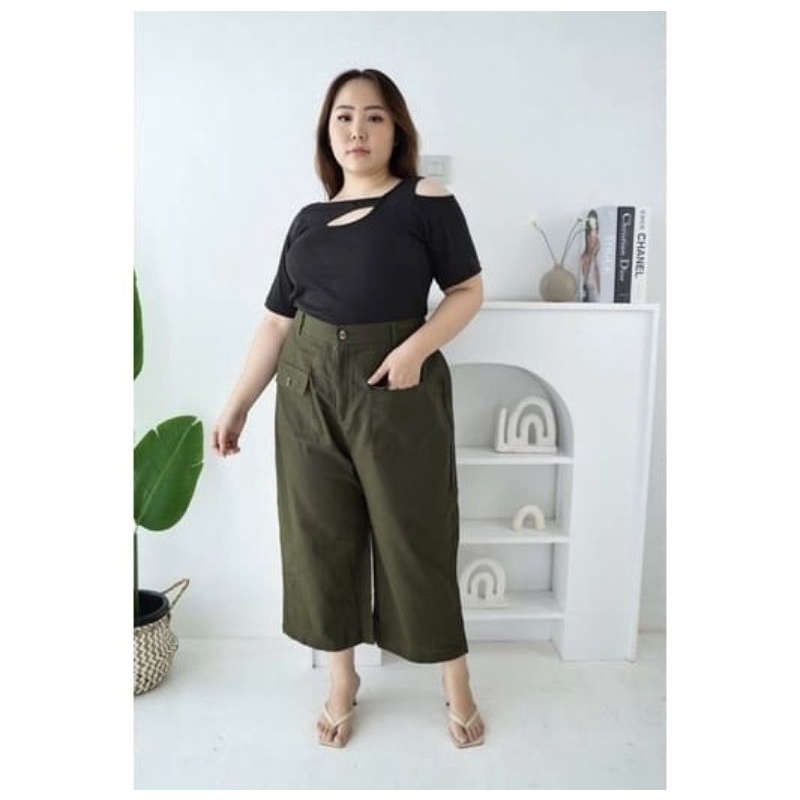 celana big size jumbo wanita linen premium terbaru muat bb 100kg