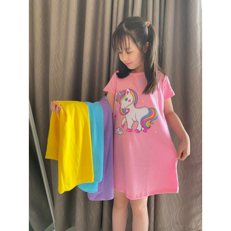 daster anak anak // daster anak perempuan gambar unicorn usia 1- 11 tahun
