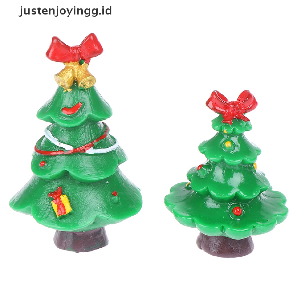 // justenjoyingg.id // Christmas Trees gift Figurines Fairy Garden Miniatures Resin Craft Landscape ~