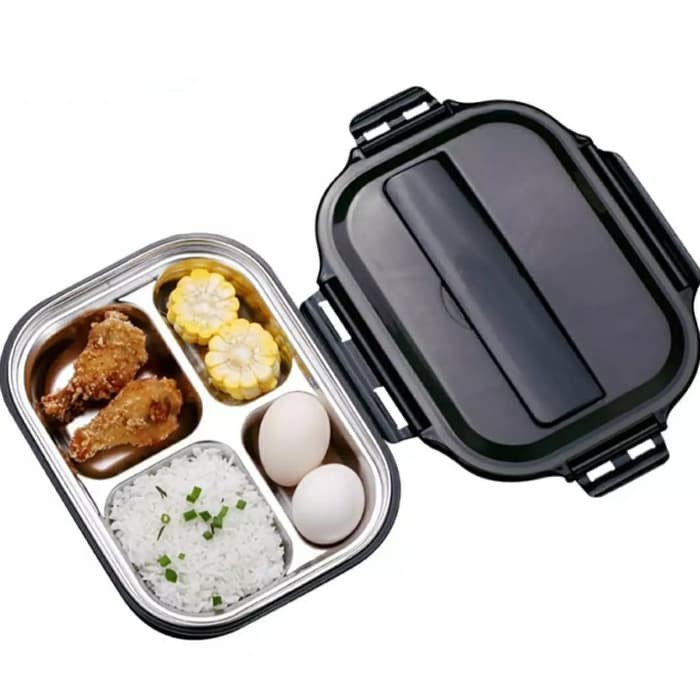 Vandhome Tupperware Lunch Box Bento Bekal Tempat Makan Siang - Hitam