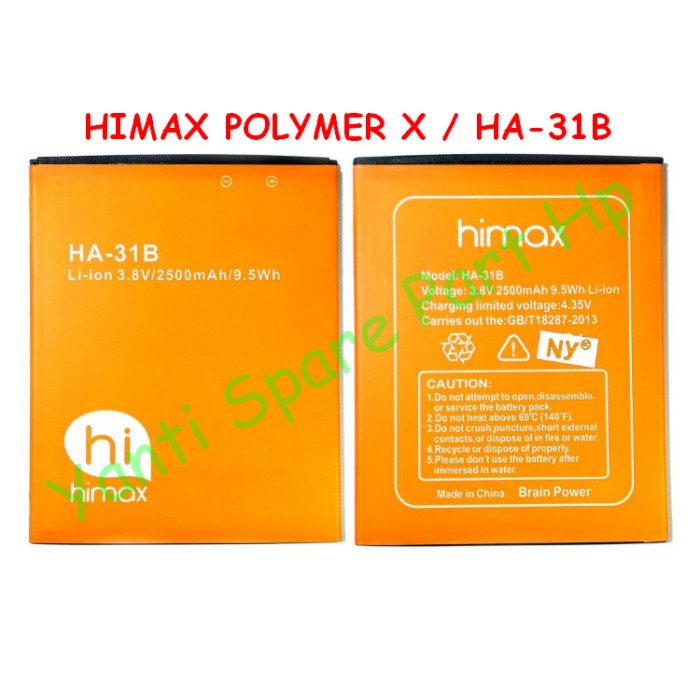 Baterai Himax Polymer X HA-31B Orignal New