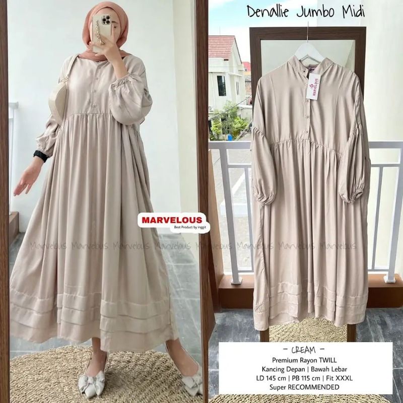 DRESS MIDI SUPER JUMBO BESAR BIG SIZE / DENALLIE JUMBO MIDI
