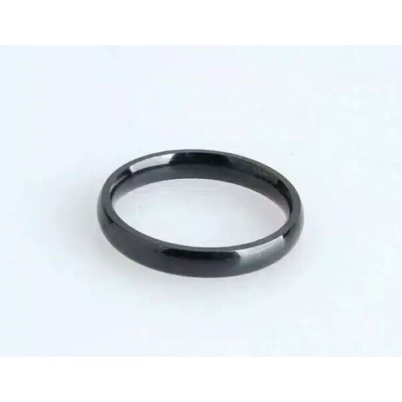 4s Grosir Solo || 1 Box Cincin Hitam Polos Titanium Oval Anti Karat dan Luntur