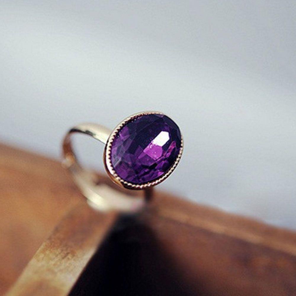 Needway Cincin Kupu-Kupu Batu Ungu Hadiah Lucu Buku Jari Gaya Sederhana Band