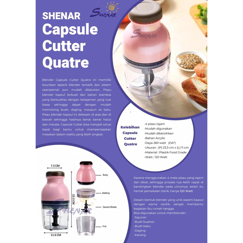 SHENAR, (COD) Blender Cooper Stainless Chopper Blender Daging Penggiling Blender Kapsul Capsule Portable Electric