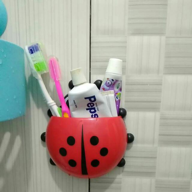 Tempat Sikat Gigi Kumbang Lady Bug Organizer Odol Tooth Brush Holder