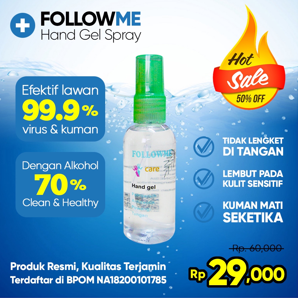 Hand Sanitizer Antiseptik Spray Pembersih Tangan Antiseptik Followme Care 60ml